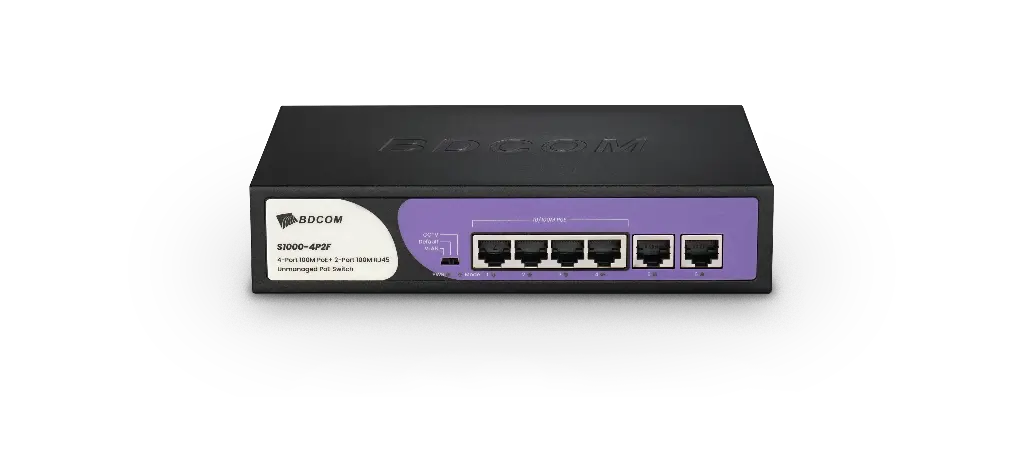 [BDM_S1000-4P2F] SWITCH BDCOM 4Port 100M PoE+ 2P 100M RJ45 Unmanaged PoE